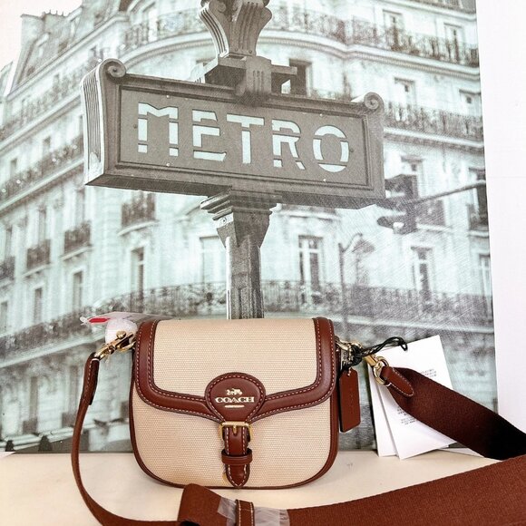 Coach CR257 Canvas Logo Outlet Shoulder Bags IN NATURAL MULTI - Picture 2 of 8